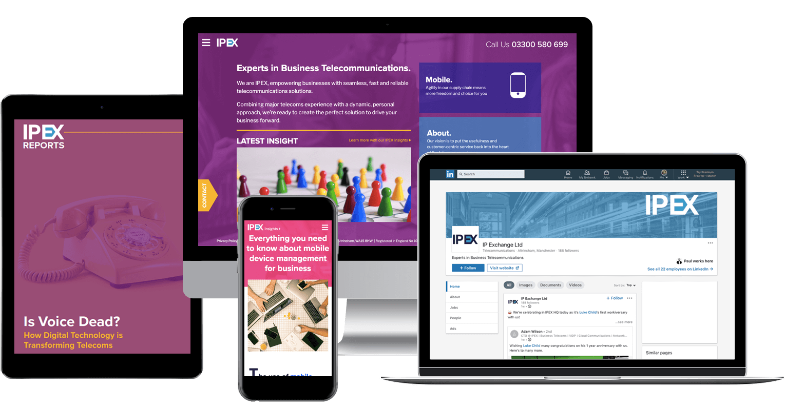 IPEX Website and Whitepaper presented on a Mac, iPhone, Macbook and iPad