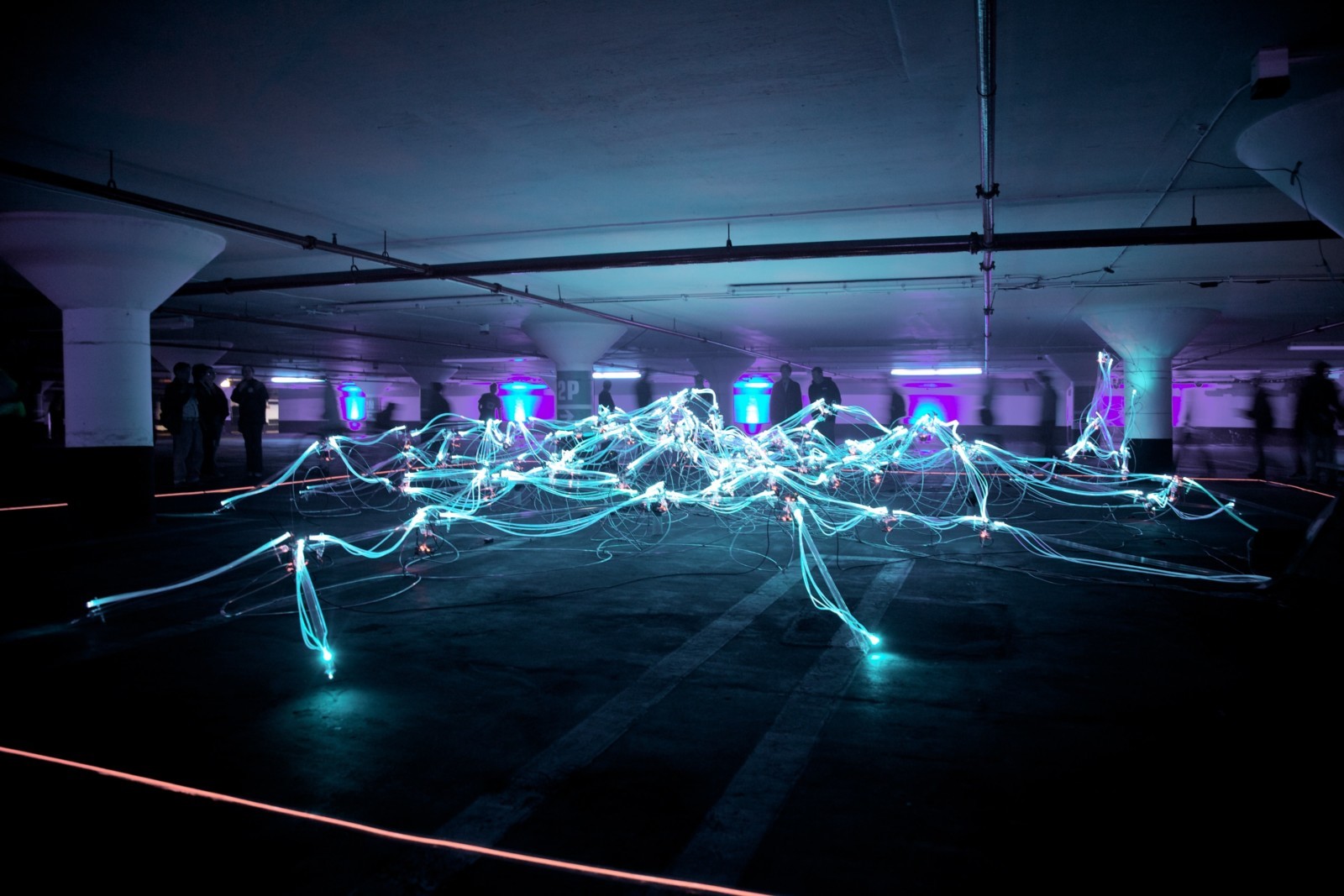 Long exposure light trails in car park